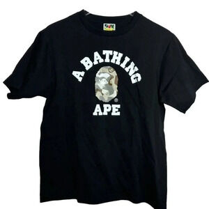 BAPE A bathing Ape Mens Black sand camo T-shirt size Medium